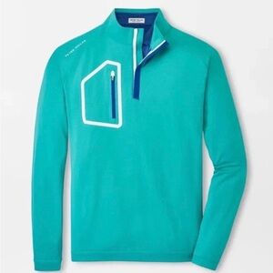 Peter Millar 1/4 Zip Forge Performance Long Sleeve Billiard Green Medium NWT